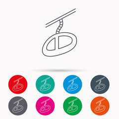 Teleferic icon. Telpher cable-railway sign.