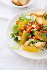 healthy pumpkin salad with oranges