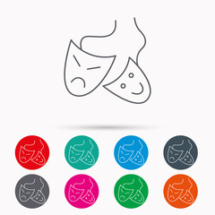 Theater masks icon. Drama and comedy sign.