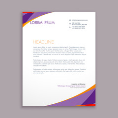 stylish purple wave letterhead design
