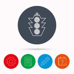 Traffic light icon. Safety direction regulate.