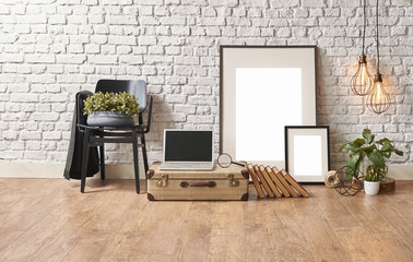 vintage winter with modern interior style and white chair