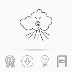 Wind icon. Cloud with storm sign.