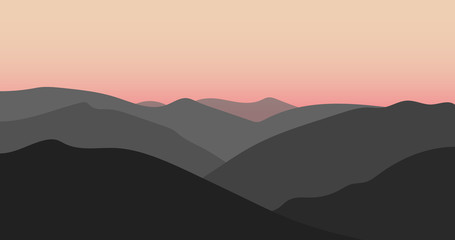 Fototapeta na wymiar Vector mountain sunsetl landscape