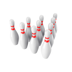 Group of Bowling Pins Isolated on White Background. 3D rendering