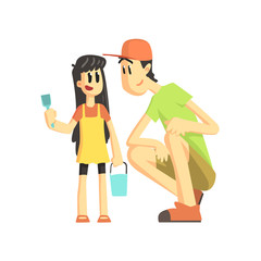 Father And Daughter In Sandbox