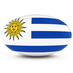Fototapeta premium Uruguay Rugby - Uruguayan Flag on Rugby Ball on White
