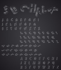 3d alphabet stylized chalk