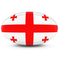 Georgia Rugby - Georgian Flag on Rugby Ball on White