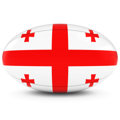 Obraz premium Georgia Rugby - Georgian Flag on Rugby Ball on White