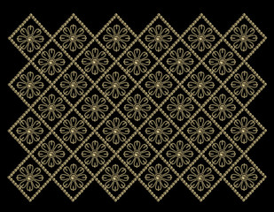 black background with gold pearls pattern closeup