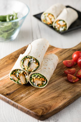 Tandoori chicken wrap with tzatziki
