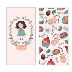 set of cards, tea party