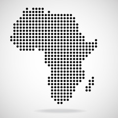 Abstract map of Africa from round dots, vector illustration