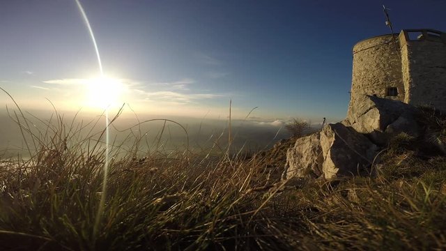 Sunset over the mountain. Ucka, Croatia