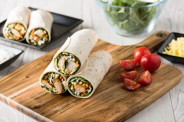 Tandoori chicken wrap with tzatziki