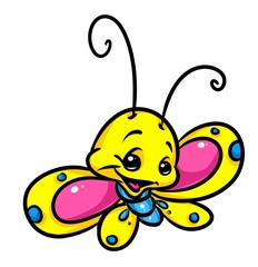 Yellow little butterfly cartoon illustration
