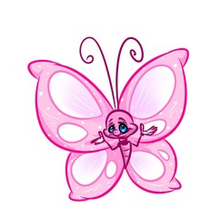 Pink butterfly cartoon illustration image
