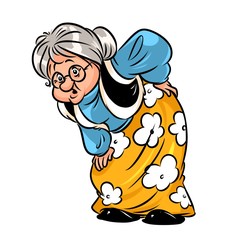 Old woman rheumatism cartoon illustration isolated image character

