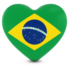 Fototapeta premium Love Brazil Concept Image - Heart textured with Brazilian Flag