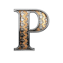 p silver letter. 3D illustration
