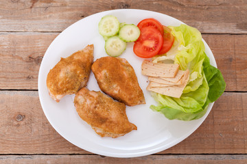 Roast chicken fillet and vegetables