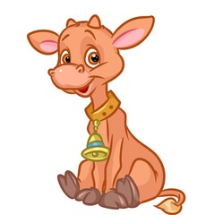 Little calf cartoon illustration isolated image animal character
