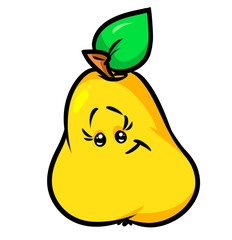 Yellow pear Funny fruit character cartoon illustration