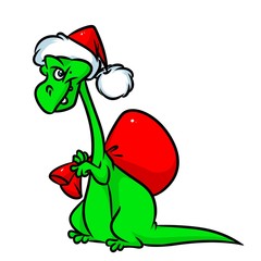 Dinosaur Santa cartoon illustration isolated image animal character