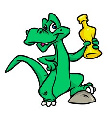 Dinosaur drink bottle cartoon illustration isolated image animal character