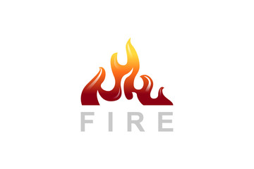 Fire flame silhouette logo. Creative fire flame logo. Burning fire icon.