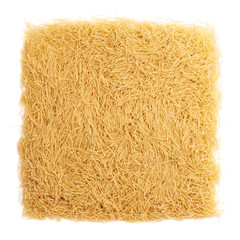 Pile of dry noodles pasta over isolated white background