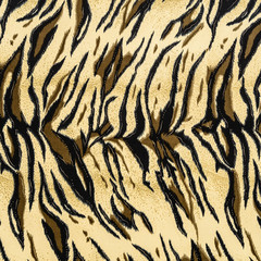 texture of print fabric striped tiger