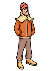 Man warm clothing cartoon illustration isolated image character