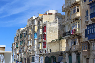 Typical Houses, Valletta, Capital City, Republic of Malta
