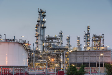 Fototapeta na wymiar Oil Refinery factory at sunset