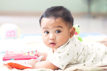 Close up portrait of little cute baby