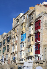 Typical Houses, Valletta, Capital City, Republic of Malta
