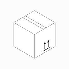 This side up packaging icon, isometric 3d style