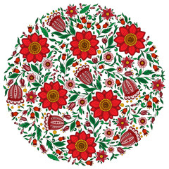 Colorful romantic round pattern with  flowers.