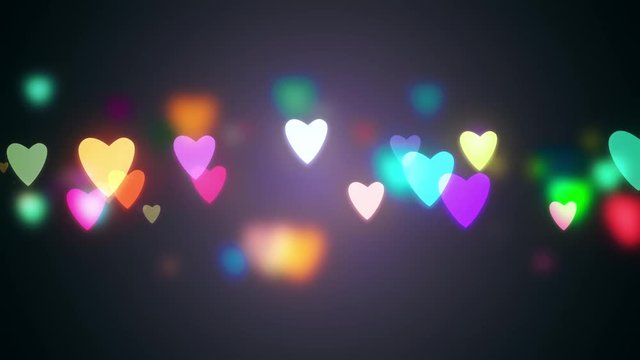 Slow motion the hearts with depth of field, Valentines Day background. 4K