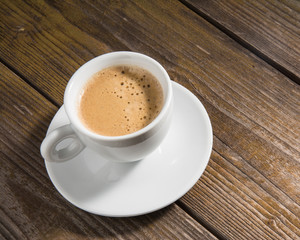 coffee cup on wooden table
