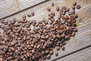 coffee beans on wooden table