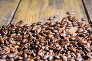 coffee beans on wooden table