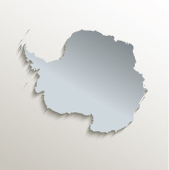 Antarctica map white blue card paper 3D vector