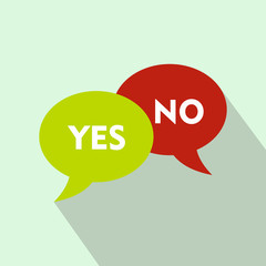 Yes No bubbles icon, flat style