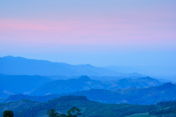 Fototapeta premium Sunrise and mist Phu Chi Fa.