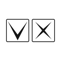 Tick and cross icon, simple style