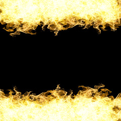 fire of isolated flames on black background