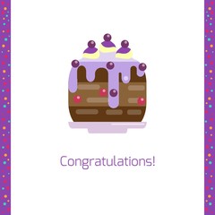 Birthday cake flat icon isolated white background.